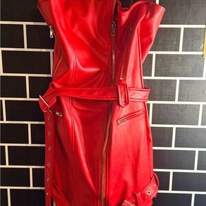 AKIRA Strapless Red Dress with Zipper Accents